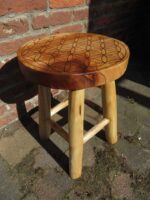 Houten krukje flower of life