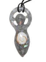 Orgoniet hanger Gaia / Godin met regenboog maansteen met shiva eye